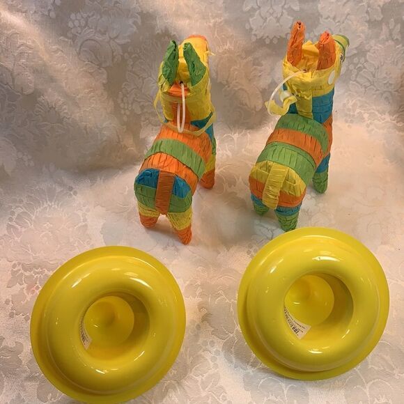 2 Piñatas Miniatures Decorations With Hats 7 Inches Tall Cinco De Mayo Day Dead - Picture 4 of 7